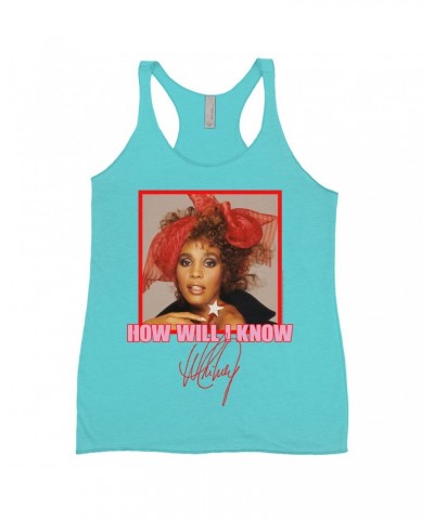 Whitney Houston Bold Colored Racerback Tank | How Will I Know Red Bow Photo Design Shirt $8.32 Shirts