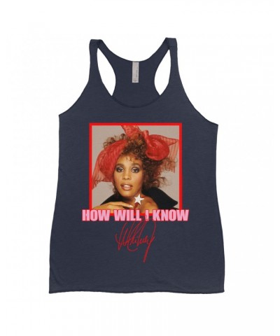 Whitney Houston Bold Colored Racerback Tank | How Will I Know Red Bow Photo Design Shirt $8.32 Shirts