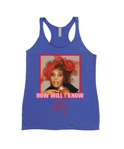 Whitney Houston Bold Colored Racerback Tank | How Will I Know Red Bow Photo Design Shirt $8.32 Shirts