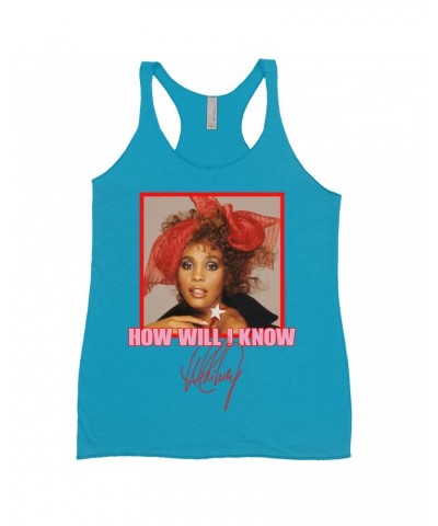 Whitney Houston Bold Colored Racerback Tank | How Will I Know Red Bow Photo Design Shirt $8.32 Shirts