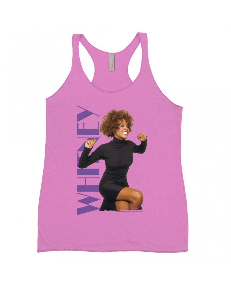 Whitney Houston Bold Colored Racerback Tank | Whitney Photo And Purple Logo Image Shirt $10.65 Shirts