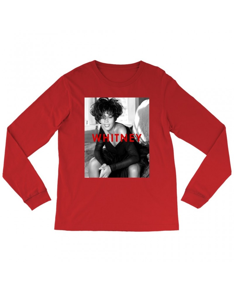 Whitney Houston Long Sleeve Shirt | Bold Black And White Cover Shirt $5.12 Shirts