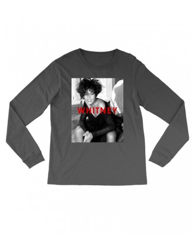 Whitney Houston Long Sleeve Shirt | Bold Black And White Cover Shirt $5.12 Shirts