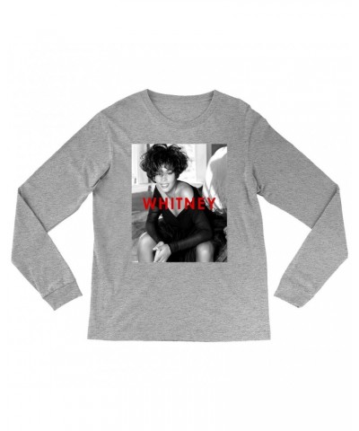 Whitney Houston Long Sleeve Shirt | Bold Black And White Cover Shirt $5.12 Shirts