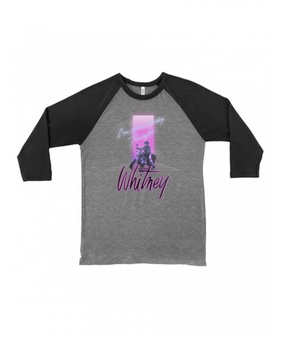 Whitney Houston 3/4 Sleeve Baseball Tee | Neon Light I'm Your Baby Tonight Image Shirt $7.78 Shirts