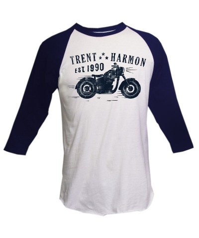 Trent Harmon White and Navy Raglan Tee $7.36 Shirts