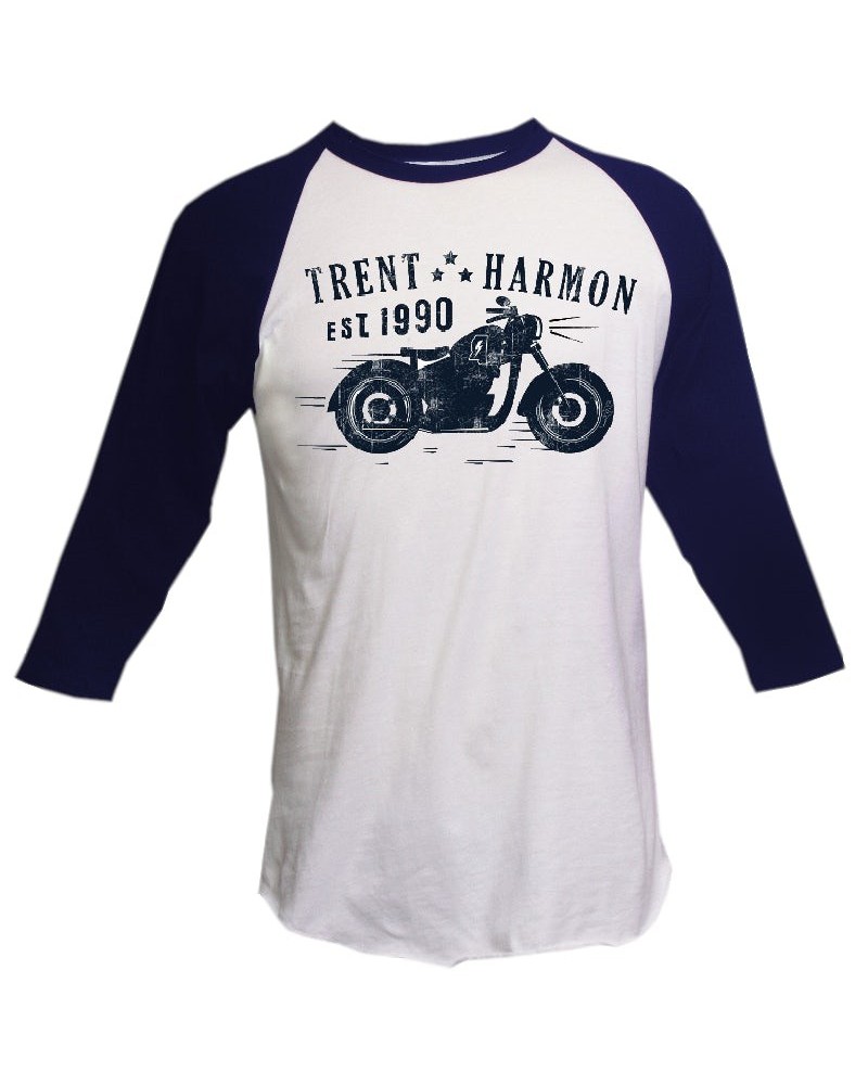 Trent Harmon White and Navy Raglan Tee $7.36 Shirts