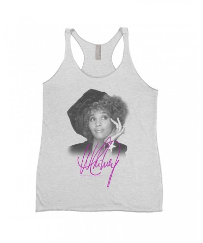 Whitney Houston Ladies' Tank Top | Whitney Star Photoshoot With Signature Distressed Shirt $6.29 Shirts