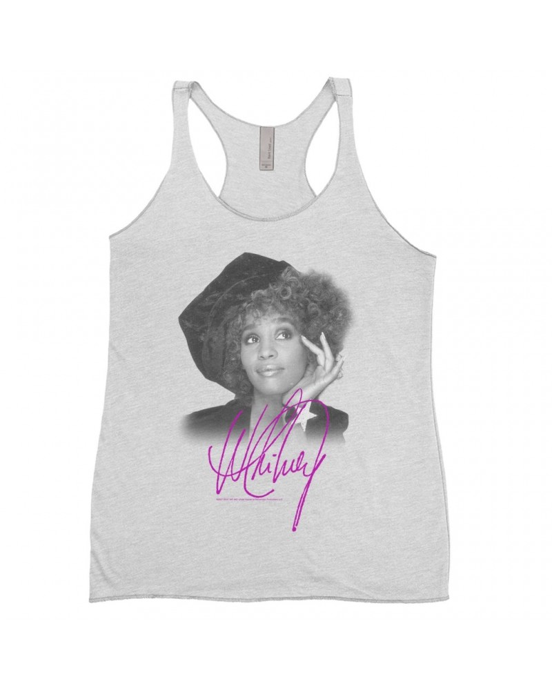 Whitney Houston Ladies' Tank Top | Whitney Star Photoshoot With Signature Distressed Shirt $6.29 Shirts