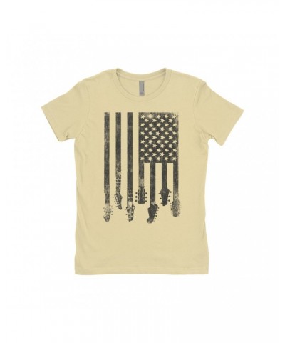 Music Life Ladies' Boyfriend T-Shirt | Flag Guitar Shirt $10.57 Shirts