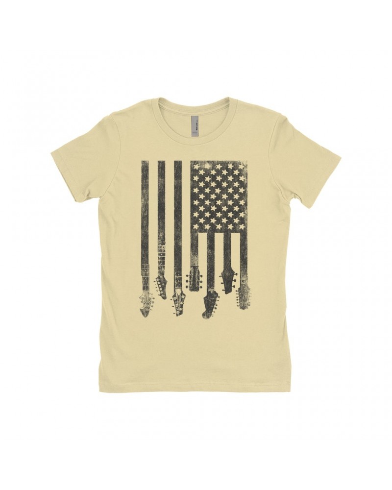 Music Life Ladies' Boyfriend T-Shirt | Flag Guitar Shirt $10.57 Shirts