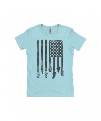 Music Life Ladies' Boyfriend T-Shirt | Flag Guitar Shirt $10.57 Shirts