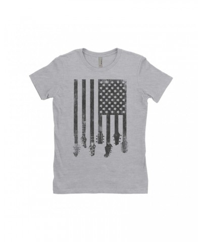 Music Life Ladies' Boyfriend T-Shirt | Flag Guitar Shirt $10.57 Shirts