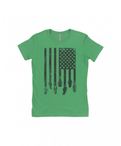 Music Life Ladies' Boyfriend T-Shirt | Flag Guitar Shirt $10.57 Shirts