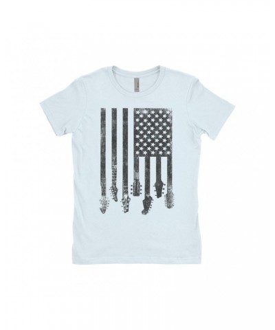 Music Life Ladies' Boyfriend T-Shirt | Flag Guitar Shirt $10.57 Shirts