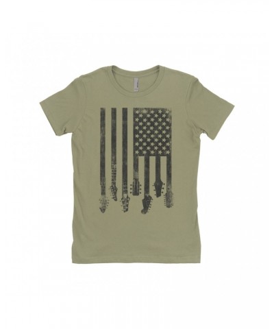 Music Life Ladies' Boyfriend T-Shirt | Flag Guitar Shirt $10.57 Shirts