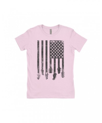 Music Life Ladies' Boyfriend T-Shirt | Flag Guitar Shirt $10.57 Shirts