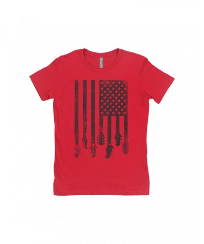 Music Life Ladies' Boyfriend T-Shirt | Flag Guitar Shirt $10.57 Shirts