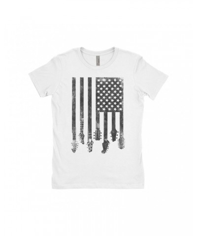 Music Life Ladies' Boyfriend T-Shirt | Flag Guitar Shirt $10.57 Shirts