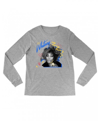 Whitney Houston Long Sleeve Shirt | Funky Colorful 1987 Photo Image Design Shirt $6.96 Shirts