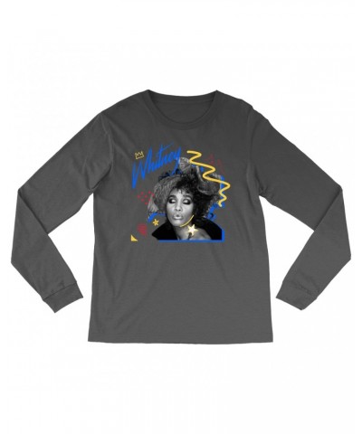 Whitney Houston Long Sleeve Shirt | Funky Colorful 1987 Photo Image Design Shirt $6.96 Shirts