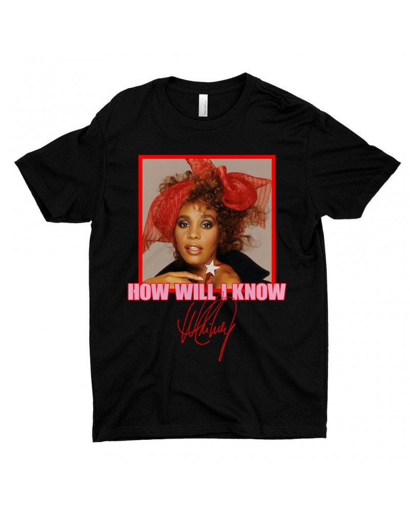 Whitney Houston T-Shirt | How Will I Know Red Bow Photo Design Shirt $10.78 Shirts