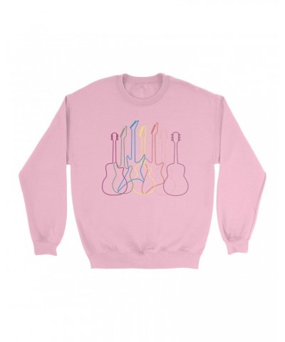 Music Life Colorful Sweatshirt | Spectrum Guitar Shapes Sweatshirt $5.80 Sweatshirts