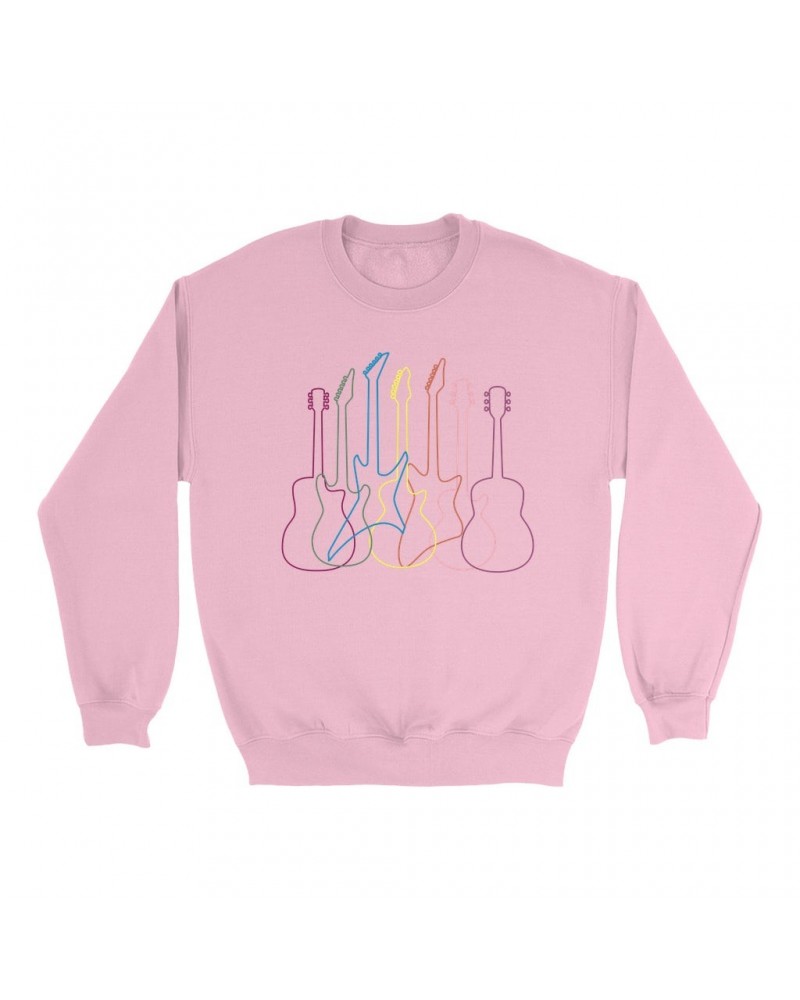 Music Life Colorful Sweatshirt | Spectrum Guitar Shapes Sweatshirt $5.80 Sweatshirts