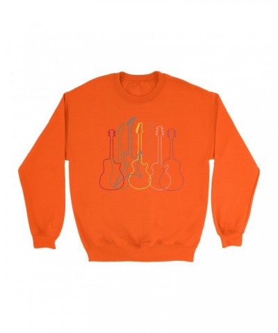 Music Life Colorful Sweatshirt | Spectrum Guitar Shapes Sweatshirt $5.80 Sweatshirts