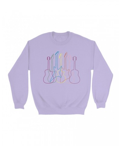 Music Life Colorful Sweatshirt | Spectrum Guitar Shapes Sweatshirt $5.80 Sweatshirts