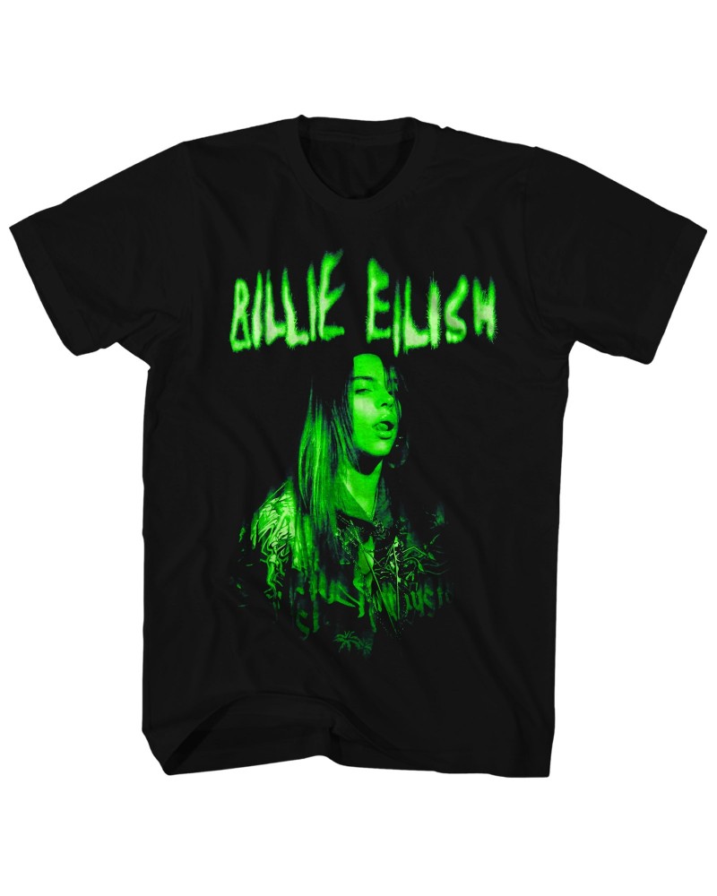 Billie Eilish T-Shirt | When We All Fall Asleep World Tour Cover Neon Shirt $12.50 Shirts