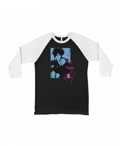 Whitney Houston 3/4 Sleeve Baseball Tee | I'm Every Woman Pink And Turquoise Inverted Design Shirt $7.91 Shirts