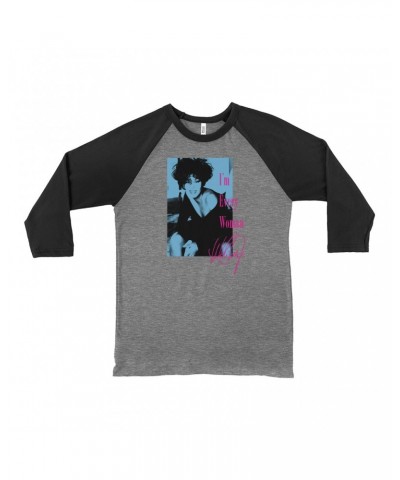 Whitney Houston 3/4 Sleeve Baseball Tee | I'm Every Woman Pink And Turquoise Inverted Design Shirt $7.91 Shirts