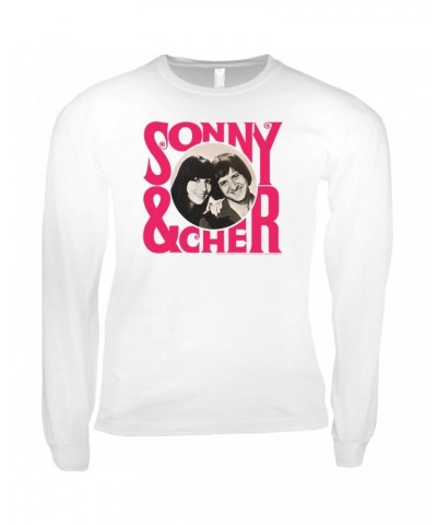 Sonny & Cher Long Sleeve Shirt | Retro Pink Logo And Photo Shirt $4.94 Shirts