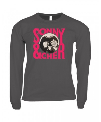 Sonny & Cher Long Sleeve Shirt | Retro Pink Logo And Photo Shirt $4.94 Shirts