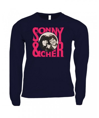 Sonny & Cher Long Sleeve Shirt | Retro Pink Logo And Photo Shirt $4.94 Shirts