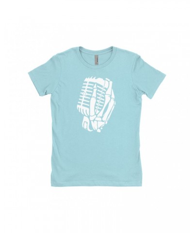 Music Life Ladies' Boyfriend T-Shirt | Skelehands On The Mic Shirt $6.35 Shirts