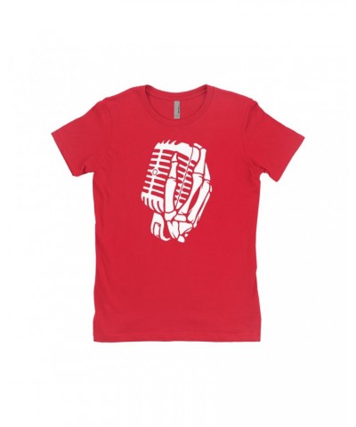 Music Life Ladies' Boyfriend T-Shirt | Skelehands On The Mic Shirt $6.35 Shirts