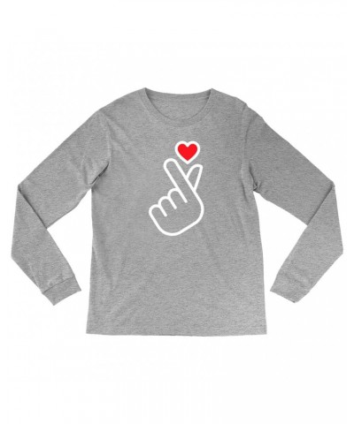 Music Life Long Sleeve Shirt | Kpop Finger Heart Design Shirt $6.83 Shirts