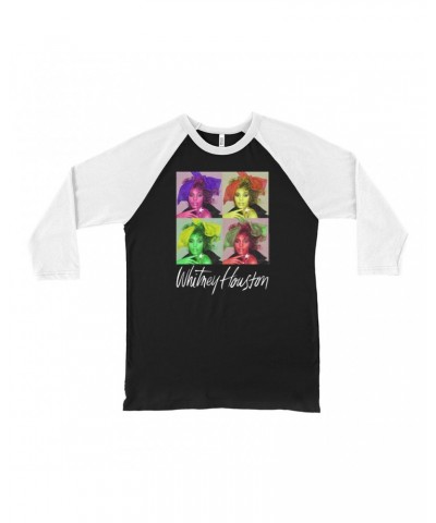 Whitney Houston 3/4 Sleeve Baseball Tee | Pop Art Album Design Distressed Shirt $8.15 Shirts