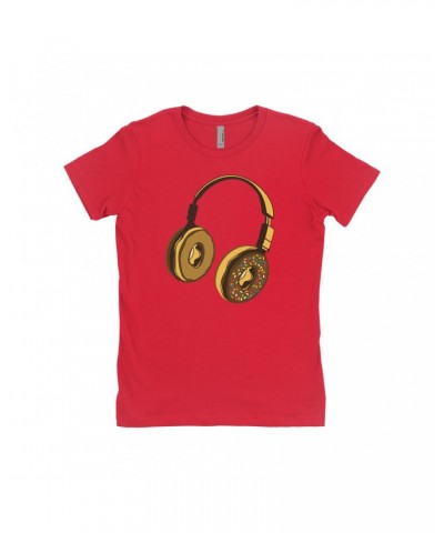 Music Life Ladies' Boyfriend T-Shirt | Delicious Donut Beats Shirt $10.12 Shirts