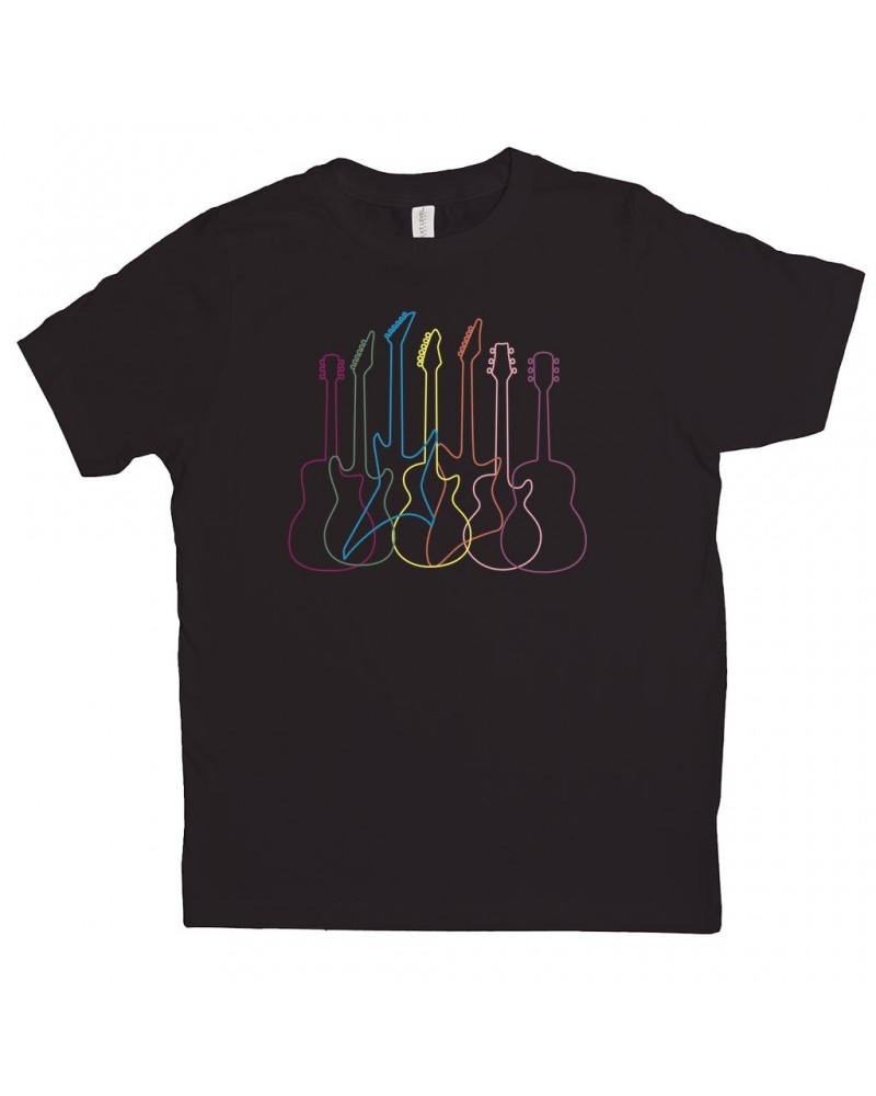 Music Life Kids T-shirt | Spectrum Guitar Shapes Kids Tee $5.91 Kids